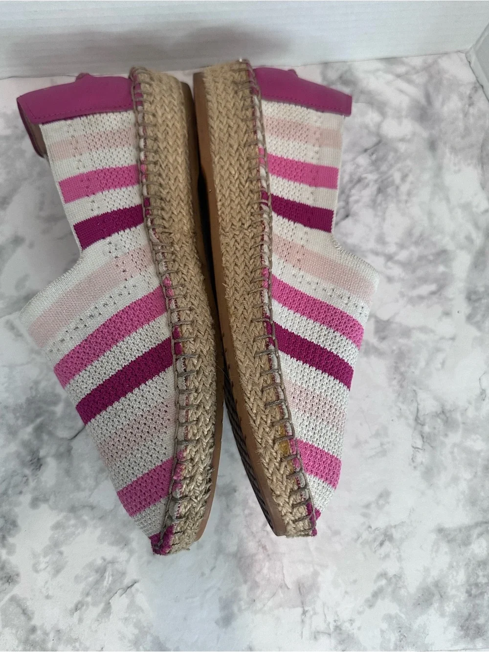 Cole Haan Cloudfeel Pink Stripe Knit Espadrille Flats Women's Size 8 Slip On